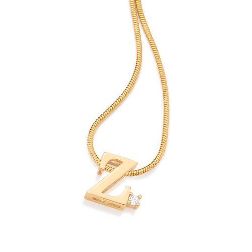 PINGENTE LETRA BANHADO A OURO 18K COM ZIRCÔNIA-LETRA Z