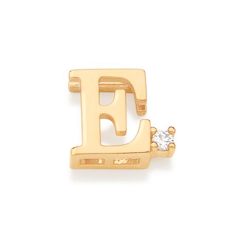 PINGENTE LETRA BANHADO A OURO 18K COM ZIRCÔNIA-LETRA E