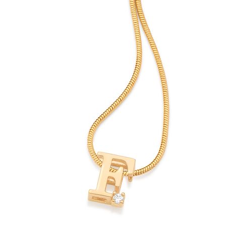 PINGENTE LETRA BANHADO A OURO 18K COM ZIRCÔNIA-LETRA F