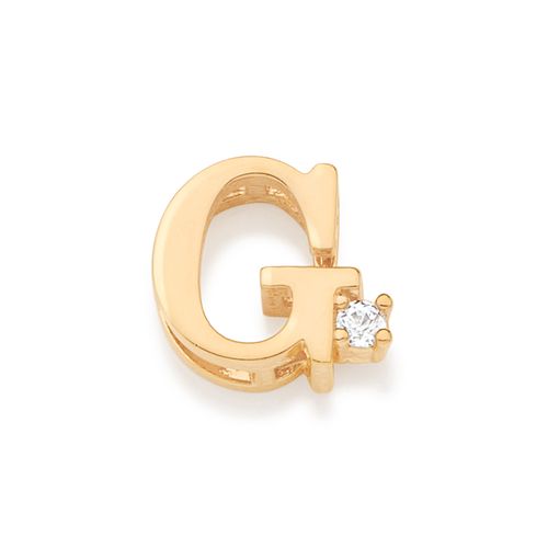 PINGENTE LETRA BANHADO A OURO 18K COM ZIRCÔNIA-LETRA G
