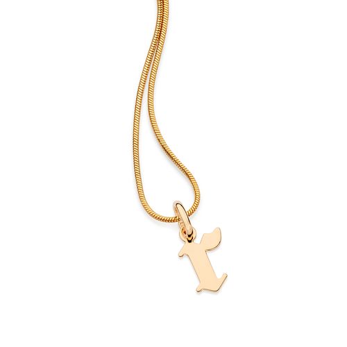 PINGENTE LETRA GÓTICA BANHADA A OURO 18K-LETRA R