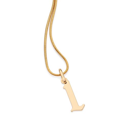 PINGENTE LETRA GÓTICA BANHADA A OURO 18K-LETRA L