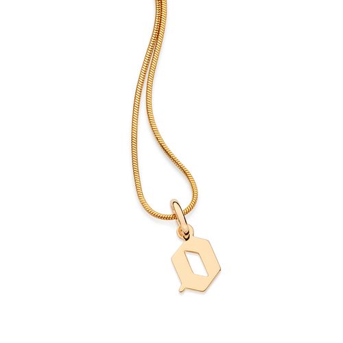 PINGENTE LETRA GÓTICA BANHADA A OURO 18K-LETRA O