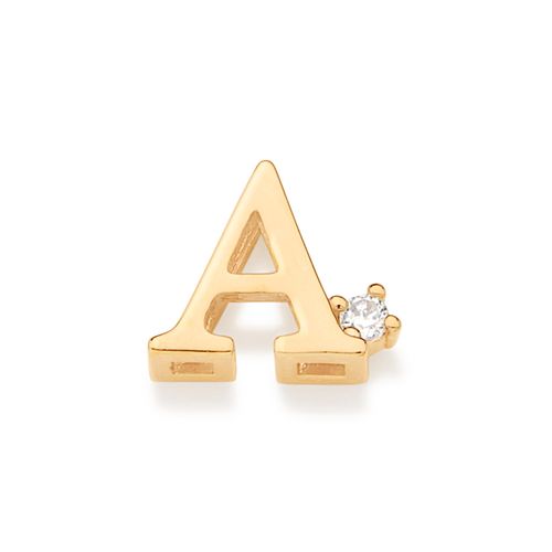 PINGENTE LETRA BANHADO A OURO 18K COM ZIRCÔNIA-LETRA A