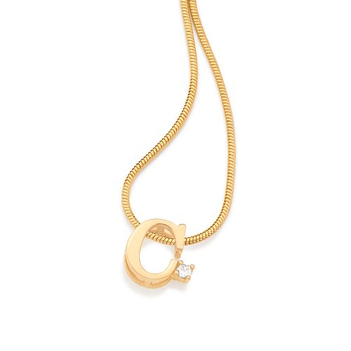 PINGENTE LETRA BANHADO A OURO 18K COM ZIRCÔNIA-LETRA C