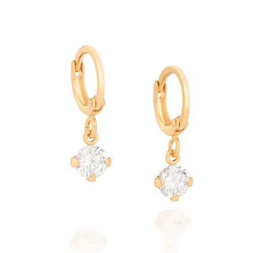 BRINCO ARGOLA BANHADO A OURO 18K COM ZIRCÔNIAS