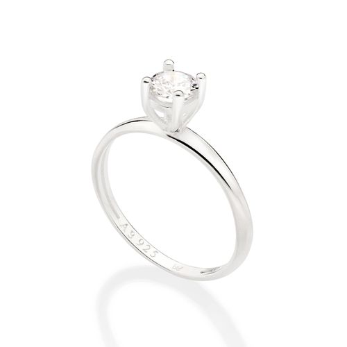 ANEL SOLITÁRIO DE PRATA 925 COM ZIRCÔNIA