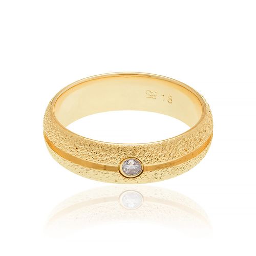 ALIANÇA BANHADA, A OURO 18K COM ZIRCÔNIA