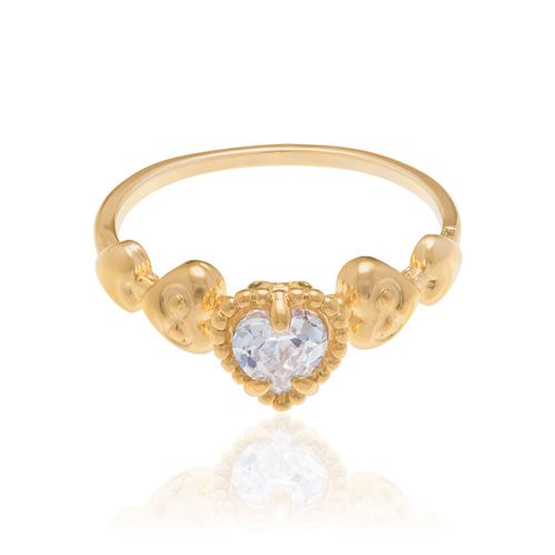 ANEL SOLITÁRIO BANHADO A OURO 18K COM ZIRCÔNIA