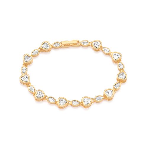 PULSEIRA CORAÇÕES BANHADA A OURO 18K COM ZIRCÔNIAS