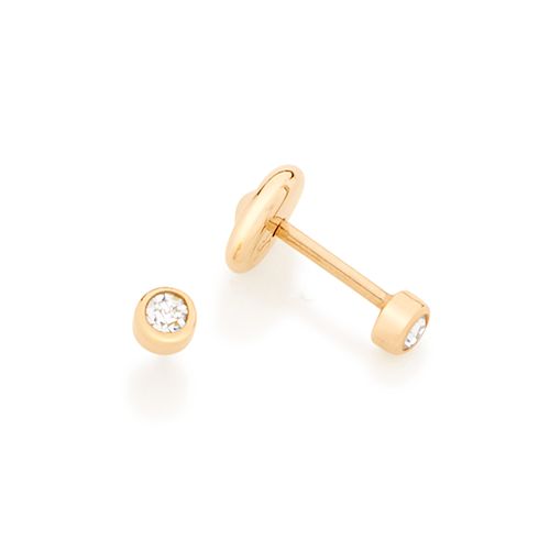 BRINCO INFANTIL SOLITÁRIO BANHADO A OURO 18K COM ZIRCÔNIAS