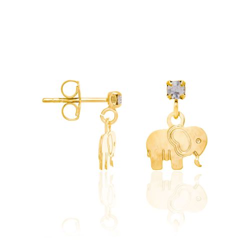 BRINCO INFANTIL ELEFANTE BANHADO A OURO 18K