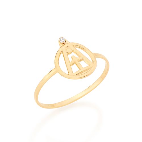 ANEL BANHADO A OURO 18K INFANTIL COM IMAGEM RELIGIOSA