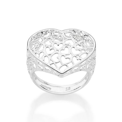 MAXI ANEL CORAÇÕES DE PRATA MACIÇA 925