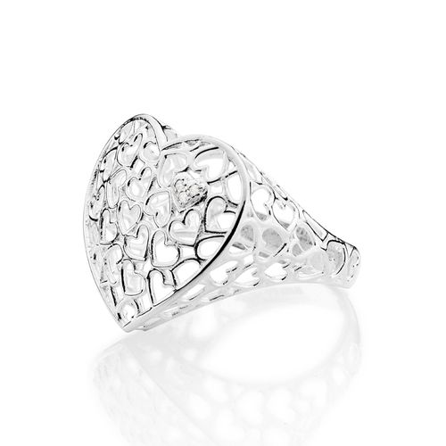 MAXI ANEL CORAÇÕES DE PRATA MACIÇA 925