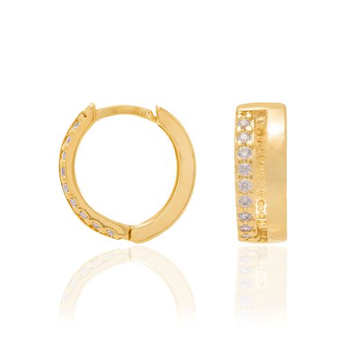 BRINCO BANHADO A OURO 18K ARGOLA COM ZIRCÔNIAS