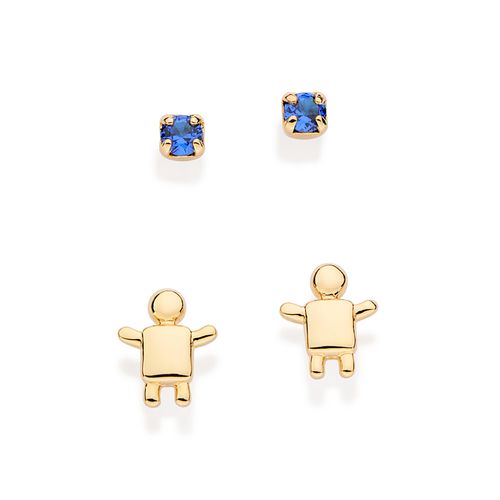 KIT BRINCO MENINO BANHADO A OURO 18K COM ZIRCÔNIAS