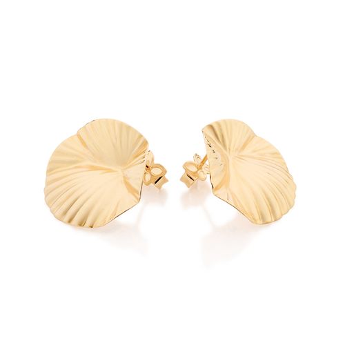 BRINCO BOTÃO ONDULADO BANHADO A OURO 18K