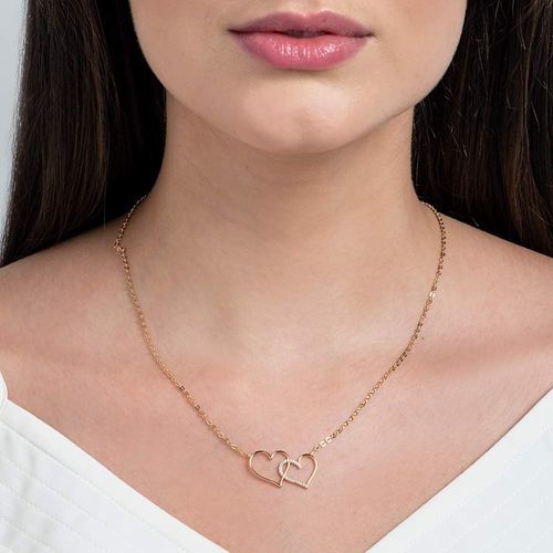 GARAGANTILHA CORAÇÕES ENTRELAÇADOS BANHADA A OURO 18K