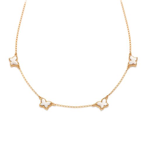 GARGANTILHA BORBOLETAS BANHADA A OURO 18K COM PEDRAS SINTÉTICAS