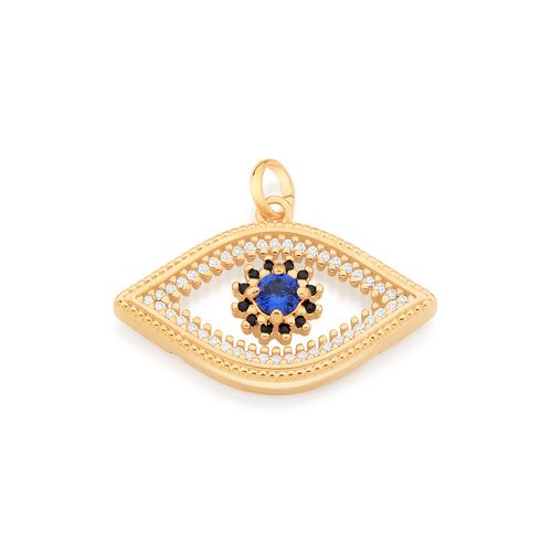 PINGENTE OLHO GREGO BANHADO A OURO 18K COM ZIRCÔNIAS