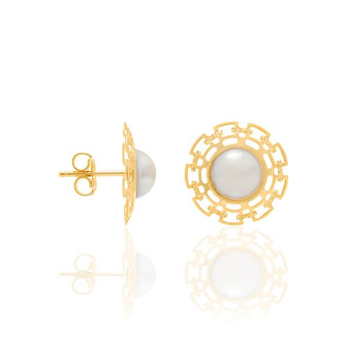 BRINCO BANHADO A OURO 18K COM PÉROLAS SINTÉTICAS