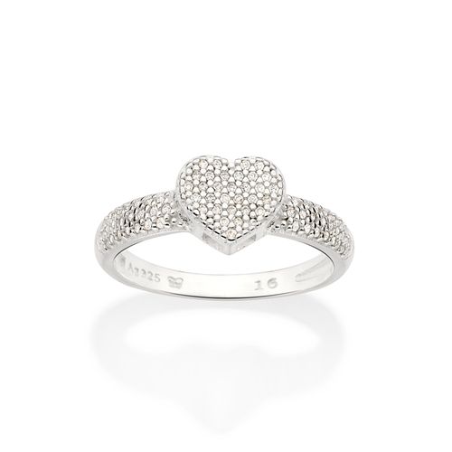 ANEL CORAÇÃO DE PRATA 925 COM ZIRCÔNIAS