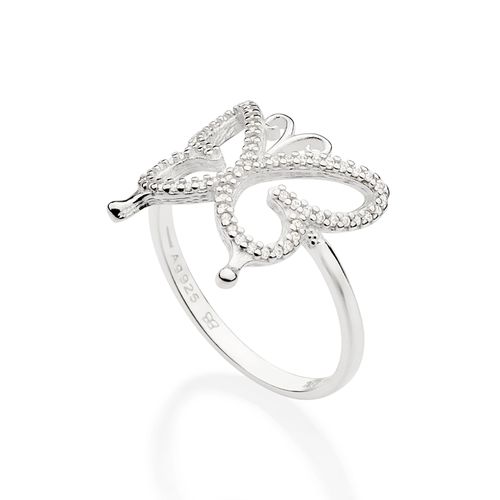 ANEL SKINNY BORBOLETA DE PRATA 925 COM ZIRCÔNIAS