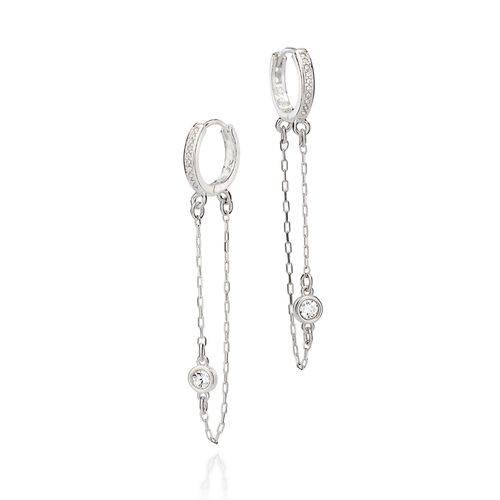 BRINCO ARGOLA DE PRATA 925 COM ZIRCÔNIAS