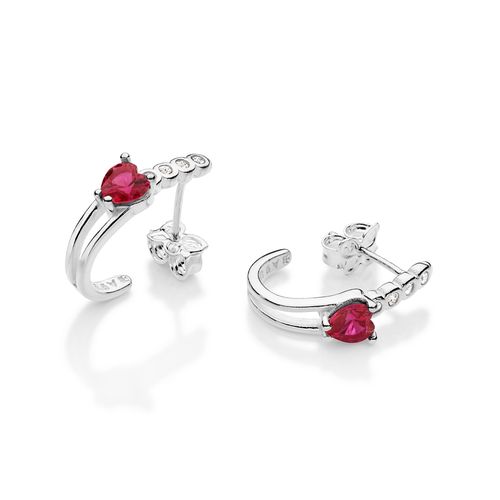 BRINCO MEIA ARGOLA DE PRATA MACIÇA 925 COM ZIRCÔNIAS