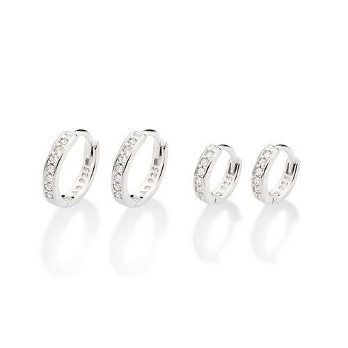 KIT BRINCO ARGOLAS DE PRATA 925 COM ZIRCÔNIAS