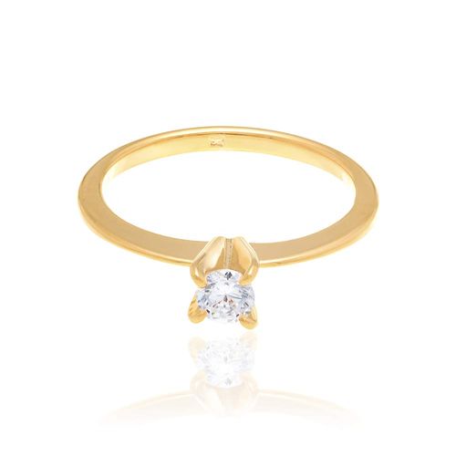 ANEL SOLITÁRIO BANHADO A OURO 18K COM ZIRCÔNIA