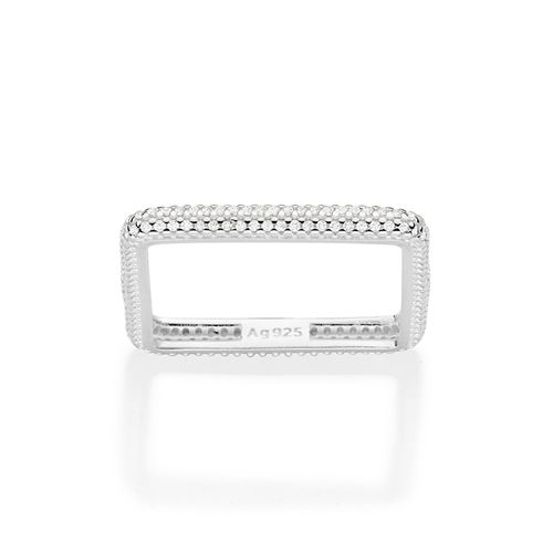 ANEL SKINNY QUADRADO COM ZIRCÔNIAS DE PRATA MACIÇA 925