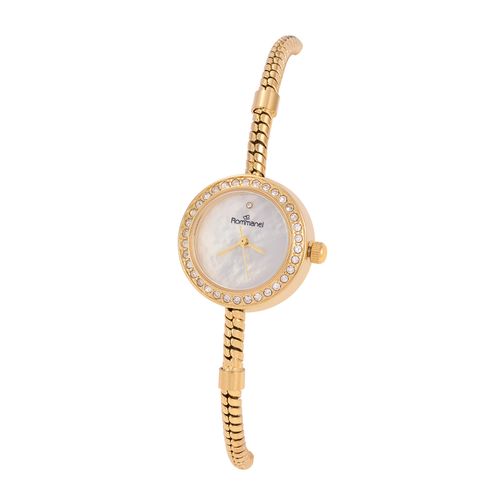 RELÓGIO ANÁLOGICO SOCIAL DOURADO COM CRISTAIS