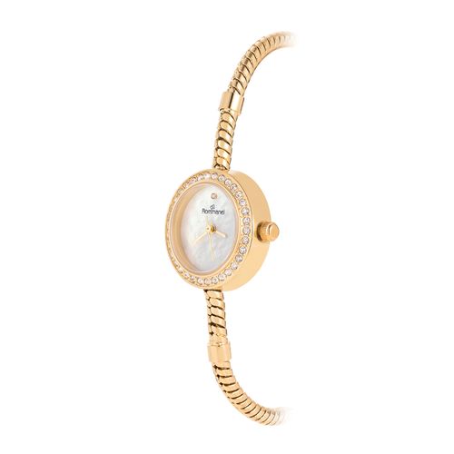 RELÓGIO ANÁLOGICO SOCIAL DOURADO COM CRISTAIS