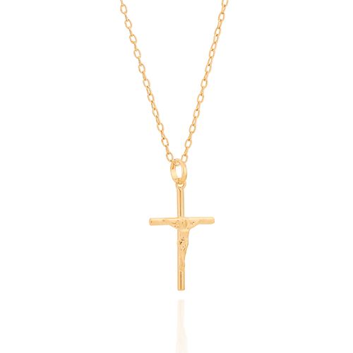 PINGENTE CRUZ COM CRISTO BANHADO A OURO 18K