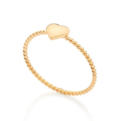 ANEL SKINNY CORAÇÃO BANHADO A OURO 18K