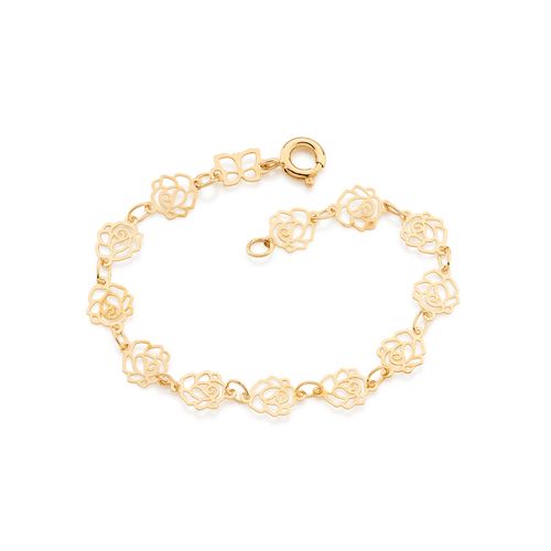 PULSEIRA BANHADA A OURO 18K INFANTIL FORMADA POR ROSAS