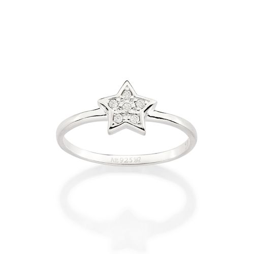 ANEL SKINNY ESTRELA DE PRATA 925 COM ZIRCÔNIAS