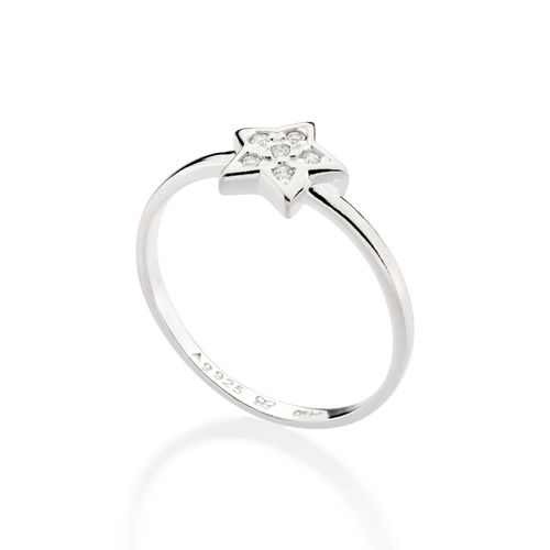 ANEL SKINNY ESTRELA DE PRATA 925 COM ZIRCÔNIAS