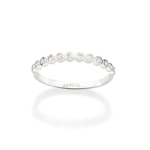 MEIA ALIANÇA DE PRATA 925 COM ZIRCÔNIAS