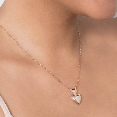 GARGANTILHA CORAÇÃO DUPLO ABAULADO BANHADO A OURO 18K