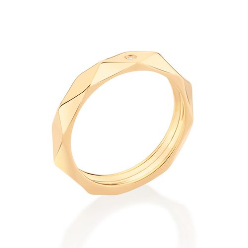 ALIANÇA GEOMÉTRICA BANHADA A OURO 18K COM ZIRCÔNIA