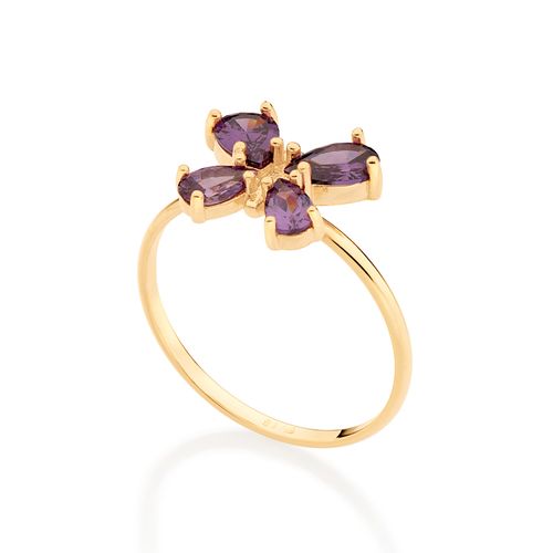 ANEL BORBOLETA BANHADO A OURO 18K COM ZIRCÔNIAS