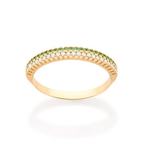 MEIA ALIANÇA BANHADA A OURO 18K COM ZIRCÔNIAS