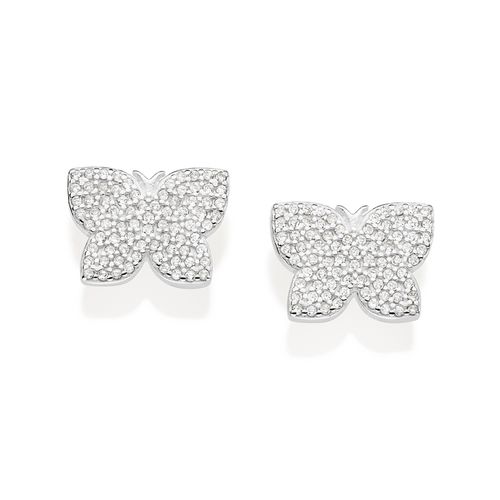 BRINCO BORBOLETA DE PRATA 925 COM ZIRCÔNIAS