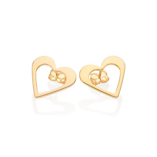 BRINCO CORAÇÃO VAZADO BANHADO A OURO 18K