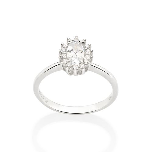 ANEL SOLITÁRIO DE PRATA 925 COM ZIRCÔNIAS