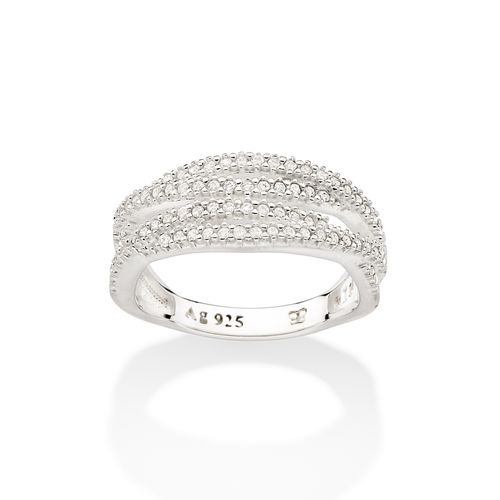 ANEL ENTRELAÇADO DE PRATA 925 COM ZIRCÔNIAS