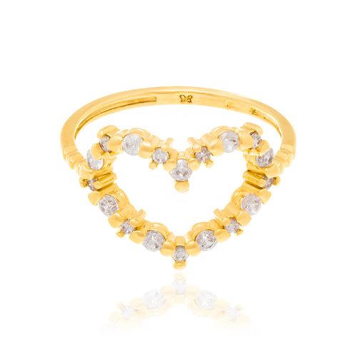 ANEL CORAÇÃO BANHADO A OURO 18K CORAÇÃO COM ZIRCÔNIAS